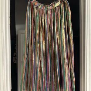 Vibrant A-Line Skirt with Metallic Stripes